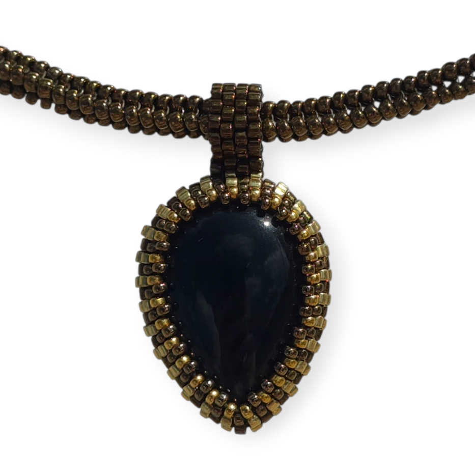 BLACK OBSIDIAN DROP PENDANT
